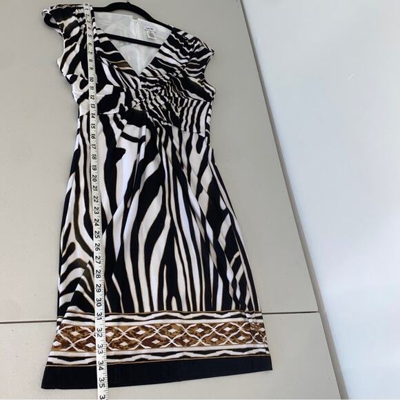 Vintage 90s y2k Cache Animal Zebra Print Sleeveless V-neck Mob Wife Mini Dress 4 - Picture 10 of 12